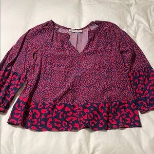 Red and Navy Women's Top Vineyard Vines leopard print